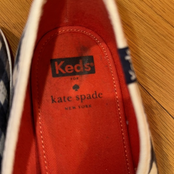 Kate Spade KEDS blue white gingham check checked tennis shoes sneakers 11 coral - Picture 6 of 17